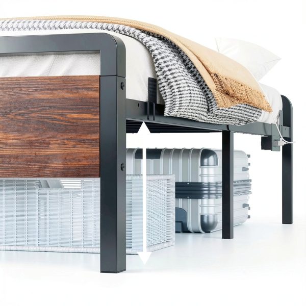 Winado Queen Bed Frame LED Headboard USB Charging Station-6