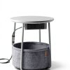 Songmics Side Table with Charging Station Fabric Basket-4