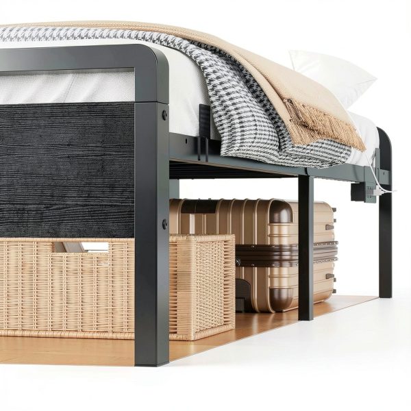 Winado Platform Bed Frame LED Headboard USB Charging Station-6