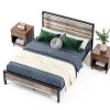 Winado Platform Bed Frame LED Headboard USB Charging Storage-7