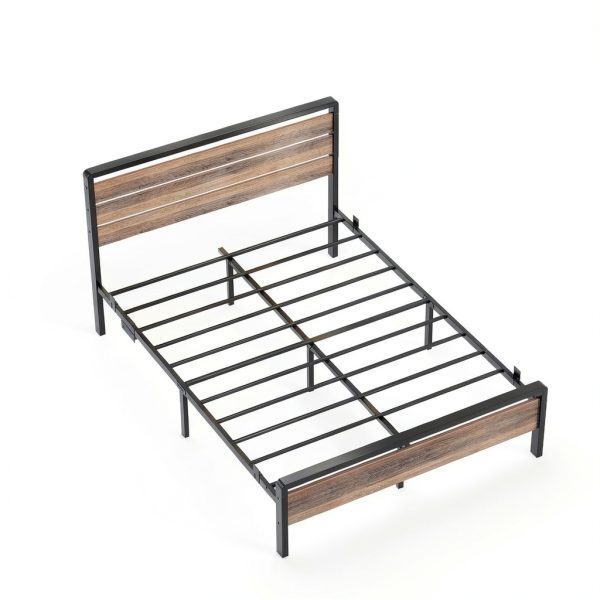 Winado Platform Bed Frame LED Headboard USB Charging Storage-2