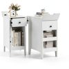 Costway Bedside Table with Charging Station Flip Top Design-8