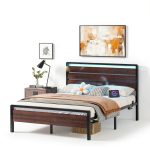 Winado Queen Bed Frame LED Headboard USB Charging Station-0