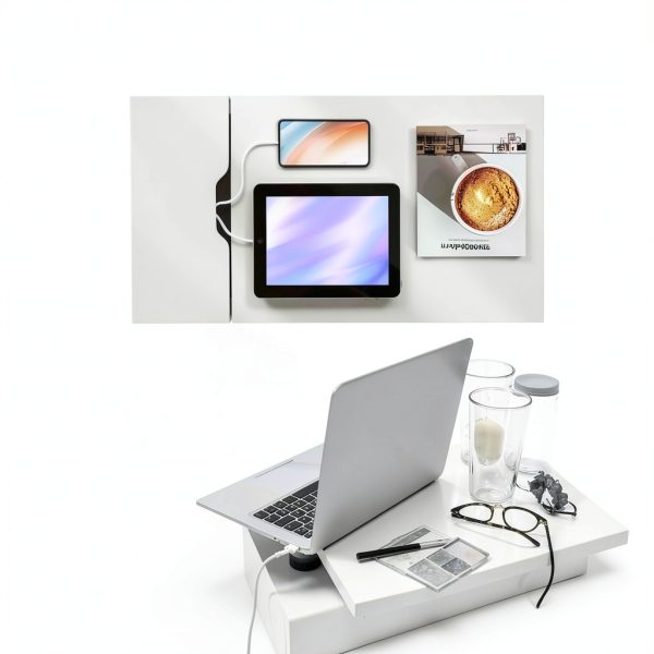 Costway Bedside Table with Charging Station Flip Top Design-10