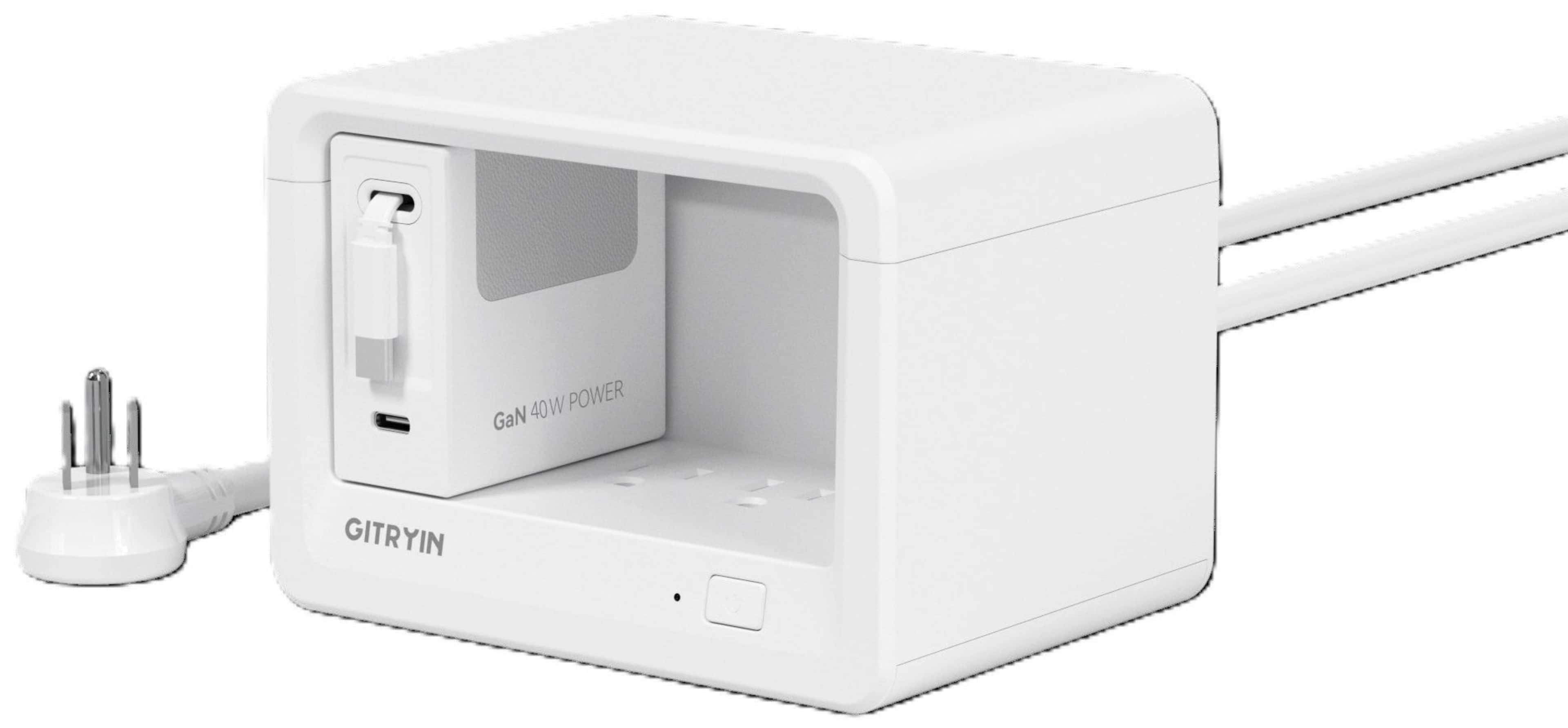 Gitryin Desktop Charging Station with devices connected on a clean desk