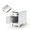 Costway Bedside Table with Charging Station Flip Top Design-3