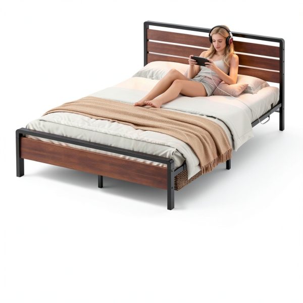 Winado Queen Bed Frame LED Headboard USB Charging Station-8