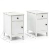 Costway Bedside Table with Charging Station Flip Top Design-1