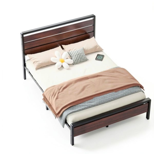 Winado Queen Bed Frame LED Headboard USB Charging Station-10