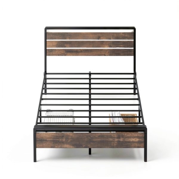 Winado Platform Bed Frame LED Headboard USB Charging Station-1