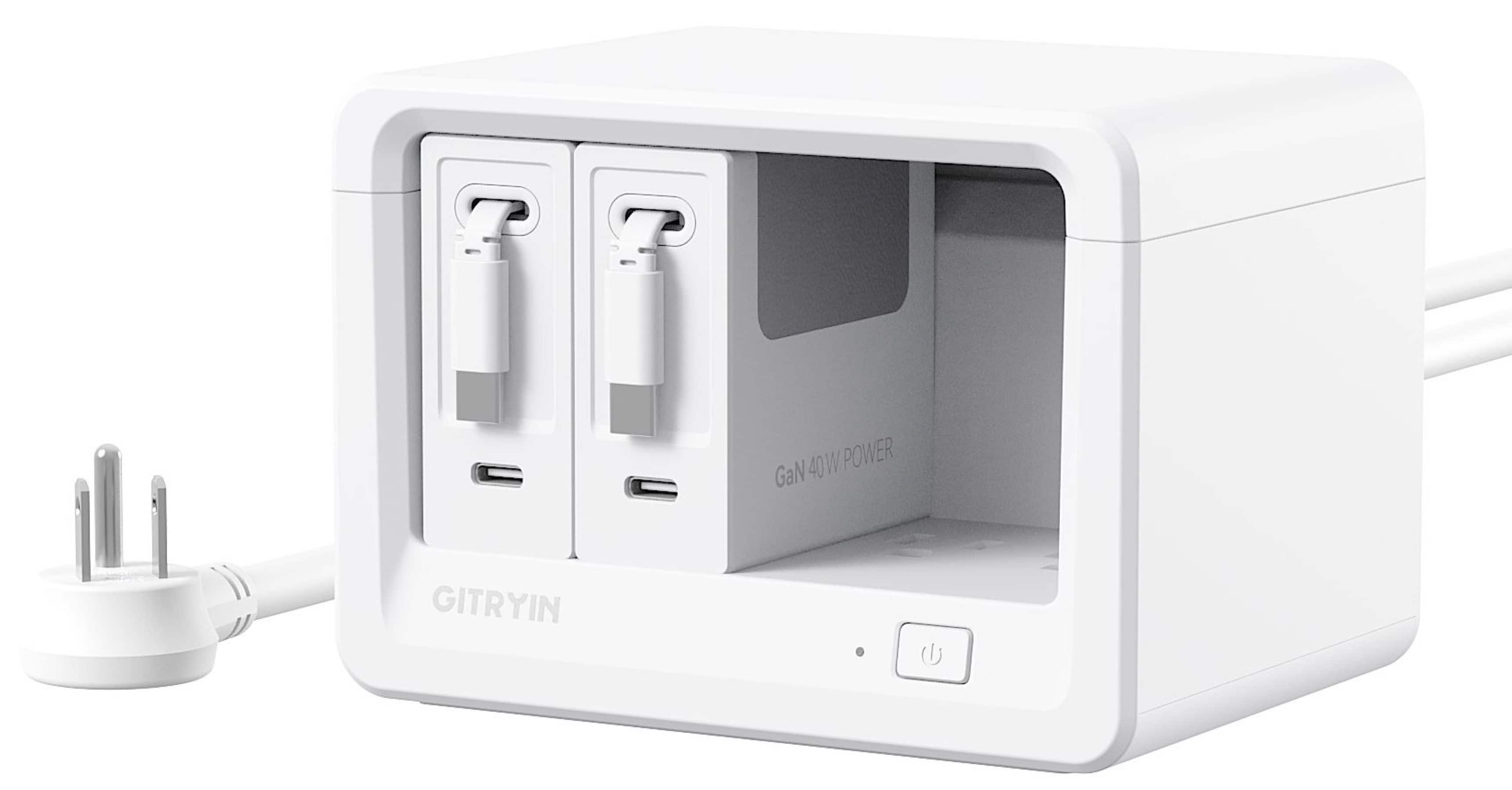 Gitryin Desktop Charging Station connected to multiple devices on a desk