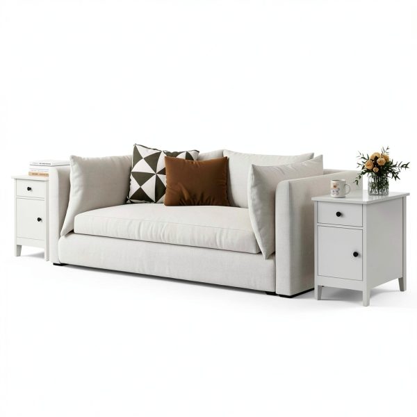 Costway Bedside Table with Charging Station Flip Top Design-2