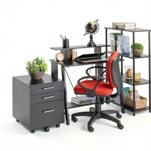 GOODSILO Modern Writing Desk USB Charging Storage Drawers-0