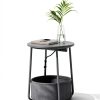 Songmics Side Table with Charging Station Fabric Basket-1