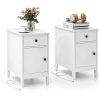 Costway Bedside Table with Charging Station Flip Top Design-0