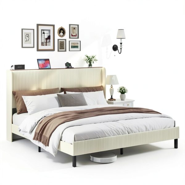 LUCKY ONE King Platform Bed Storage USB Charging Station-2