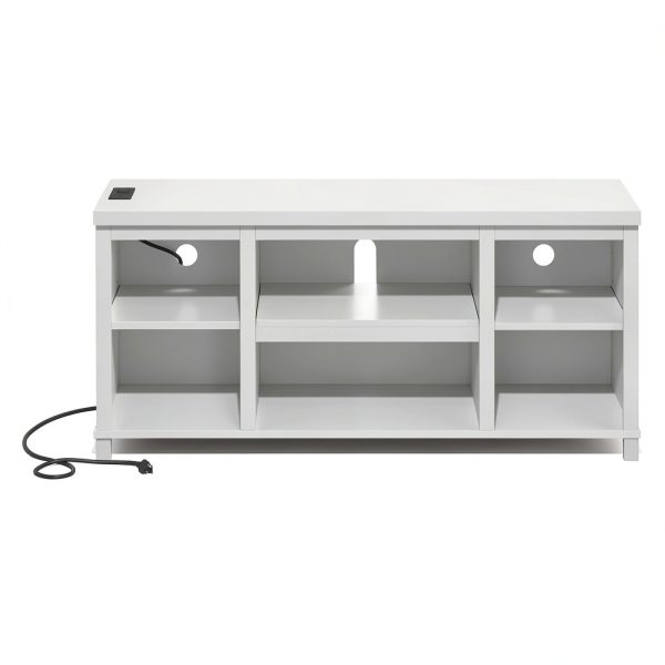 Furinno Farmhouse TV Stand Charging Station Open Shelves-5