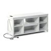 Furinno Farmhouse TV Stand Charging Station Open Shelves-4