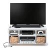 Furinno Farmhouse TV Stand Charging Station Open Shelves-3